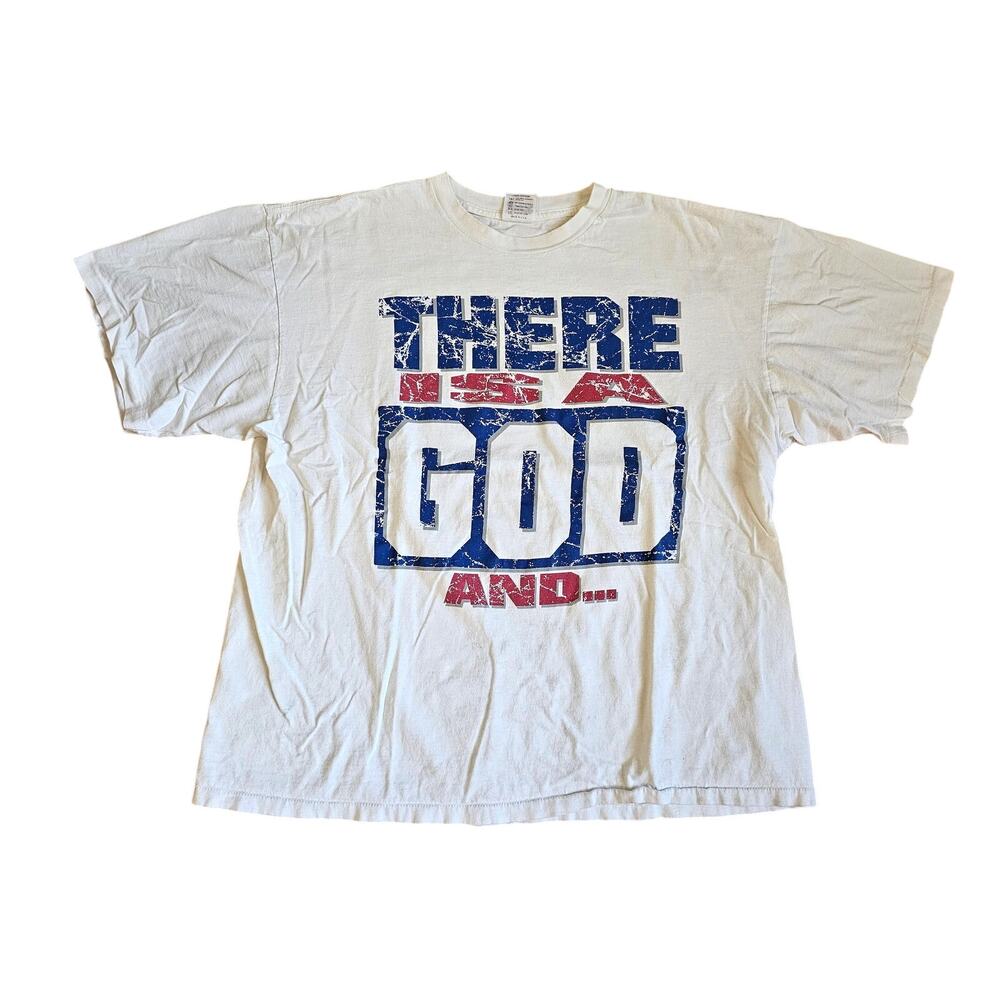 There Is A God Your Not Him Double Sided White T-shirt Sz 2XL 1990s